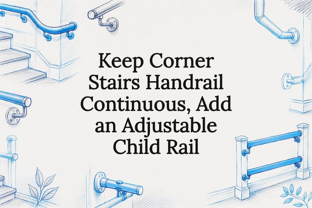 Decorative corner stair handrail title card