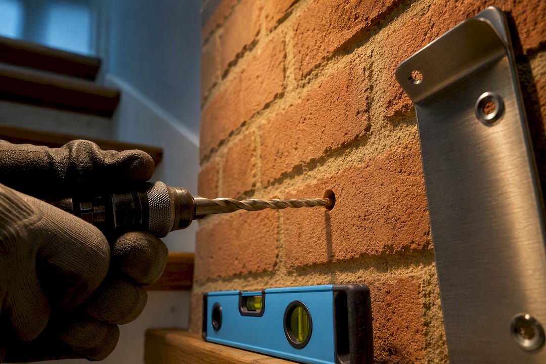 Masonry anchor positioned in brickwork