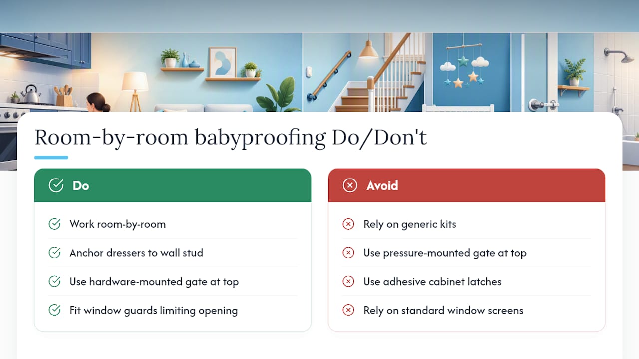 What does a room-by-room babyproofing checklist look like? — overview diagram