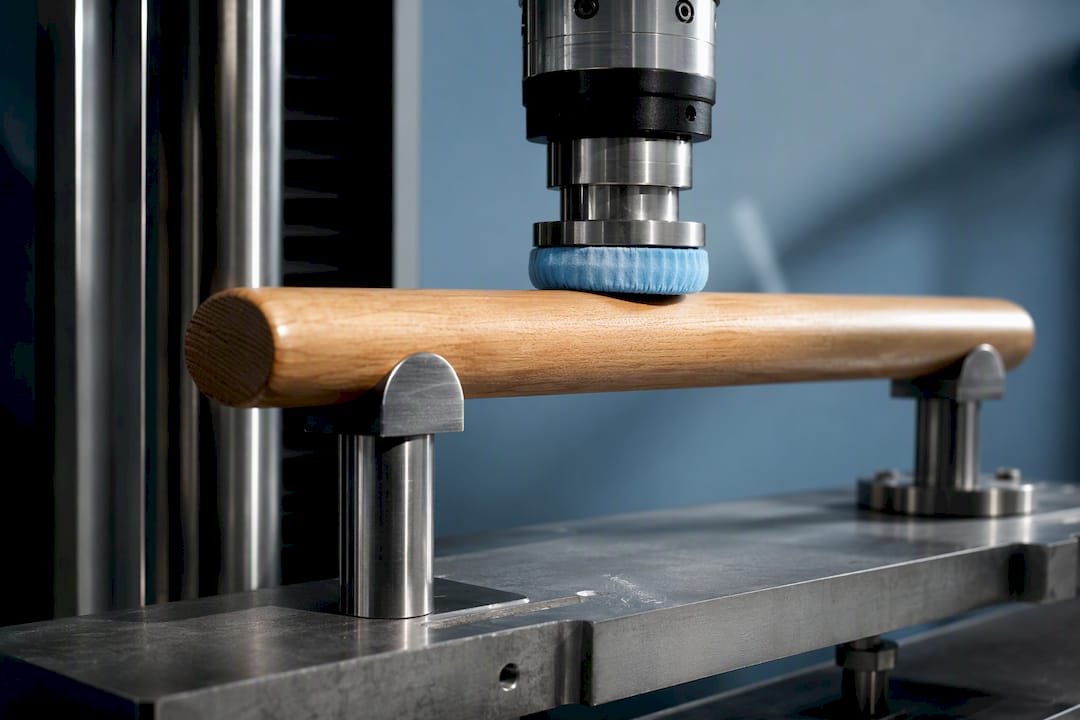 Handrail segment undergoing repeated durability testing
