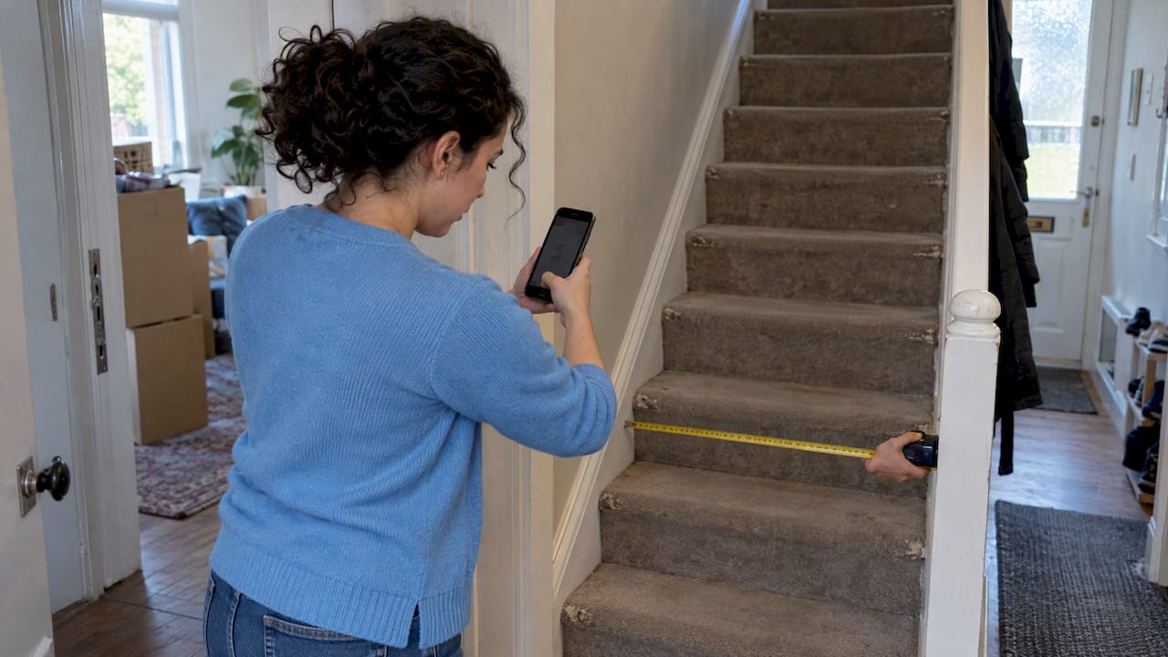 Tenant records staircase condition before moving in