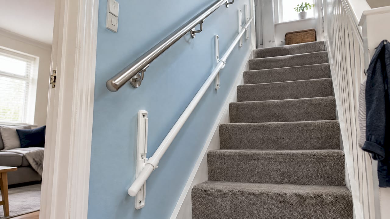 KiddieRail fitted beside a home staircase